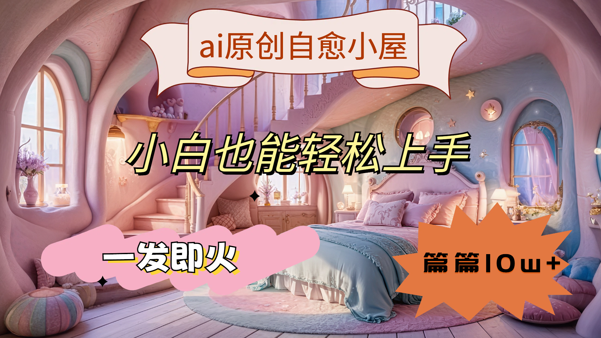 ai原创治愈小屋，小白也能轻松上手，一发即火，篇篇10w+-吉祥副业