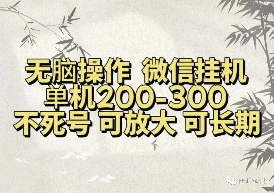 无脑操作微信视频号挂机单机200-300一天，不死号，可放大，工作室实测-吉祥副业