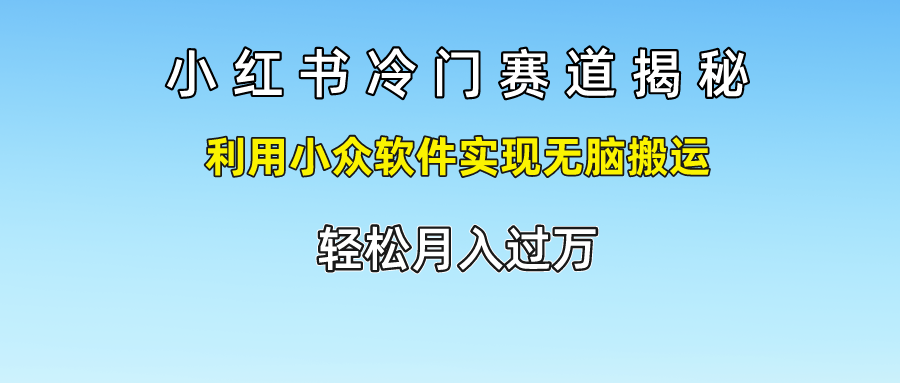 小红书冷门赛道揭秘,轻松月入过万，利用小众软件实现无脑搬运，-吉祥副业