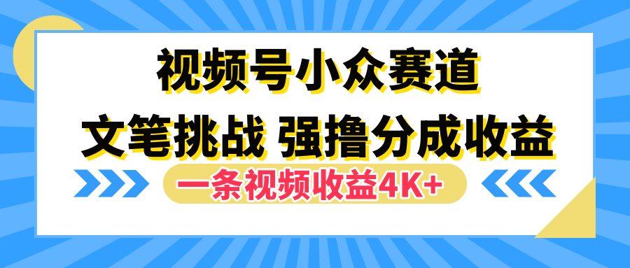 视频号小众赛道，文笔挑战，一条视频收益4K+-吉祥副业
