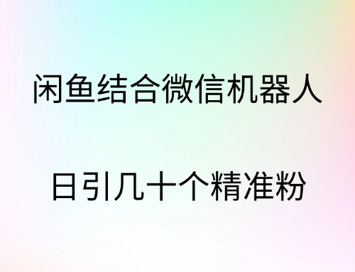闲鱼结合微信机器人，日引几十个精准粉-吉祥副业