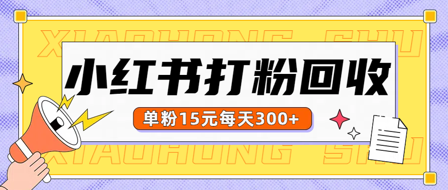 小红书打粉,单粉15元回收每天300+-吉祥副业