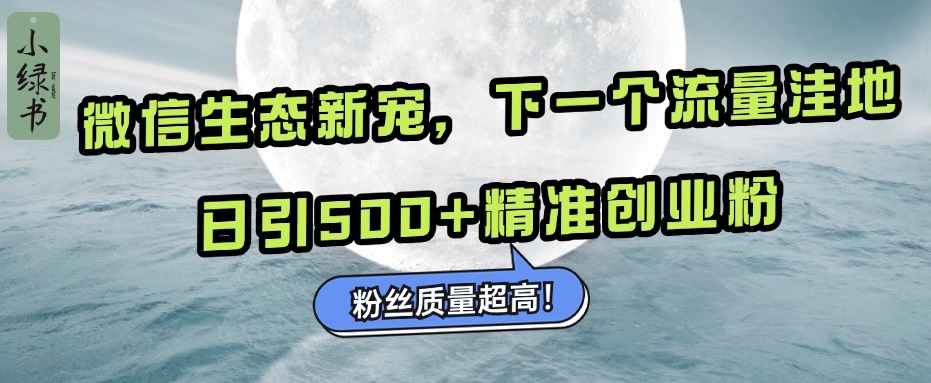 微信生态新宠小绿书：下一个流量洼地，粉丝质量超高，日引500+精准创业粉，-吉祥副业
