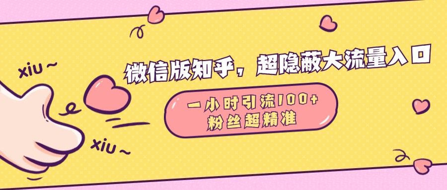 微信版知乎，超隐蔽流量入口，一小时引流100人，粉丝质量超高-吉祥副业