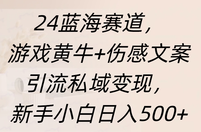 24蓝海赛道，游戏黄牛+伤感文案引流私域变现，新手日入500+-吉祥副业