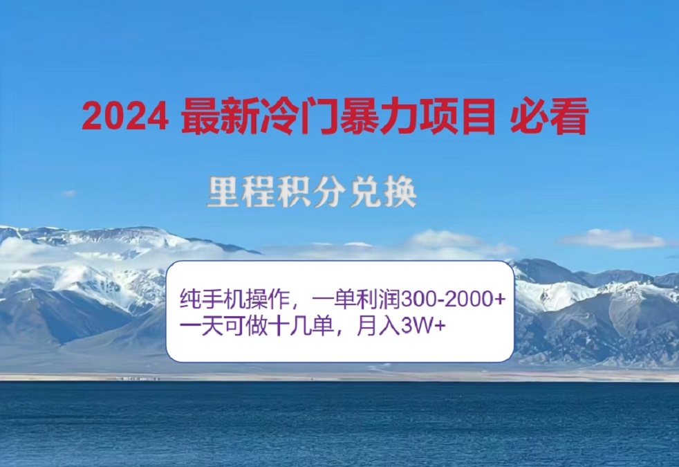 2024惊爆冷门暴利！出行高峰来袭，里程积分，高爆发期，一单300+—2000+，月入过万不是梦！-吉祥副业