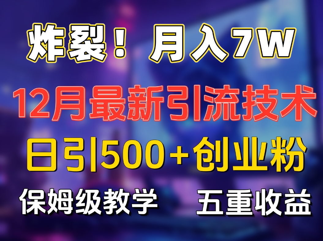 炸裂！月入7W+揭秘12月最新日引流500+精准创业粉，多重收益保姆级教学-吉祥副业