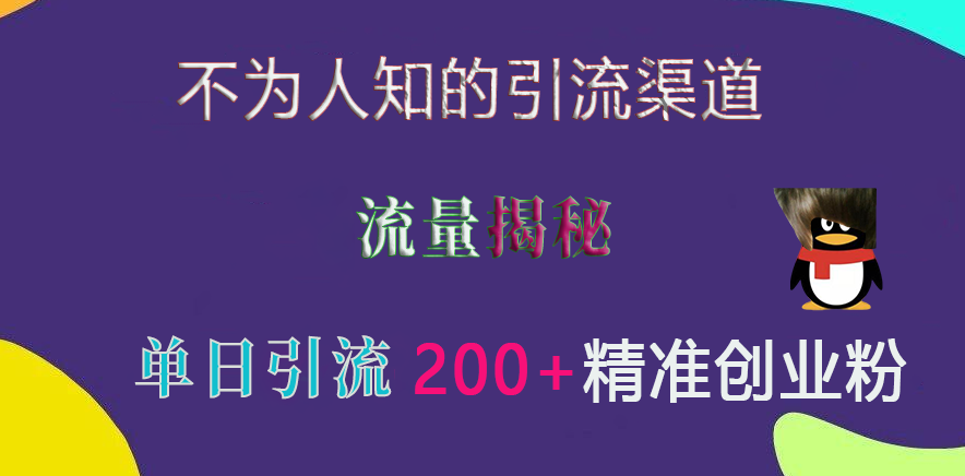 不为人知的引流渠道，流量揭秘，实测单日引流200+精准创业粉-吉祥副业