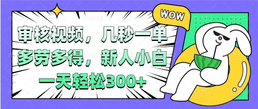视频审核项目，几秒一单，多劳多得，新人小白一天轻松300+-吉祥副业