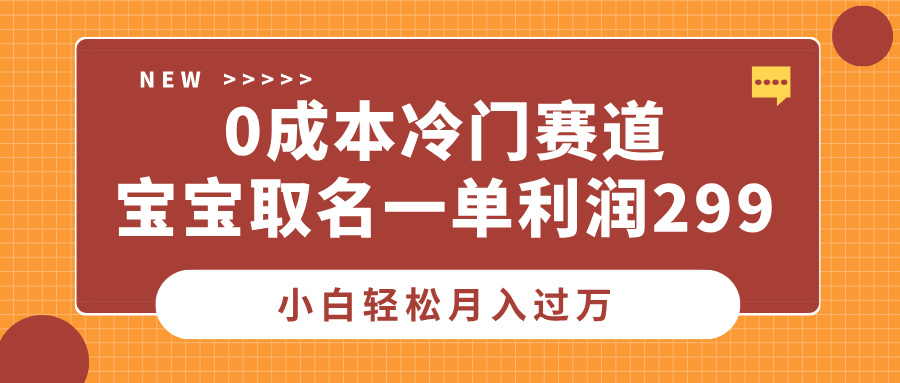 0成本冷门赛道，宝宝取名一单利润299，小白轻松月入过万-吉祥副业