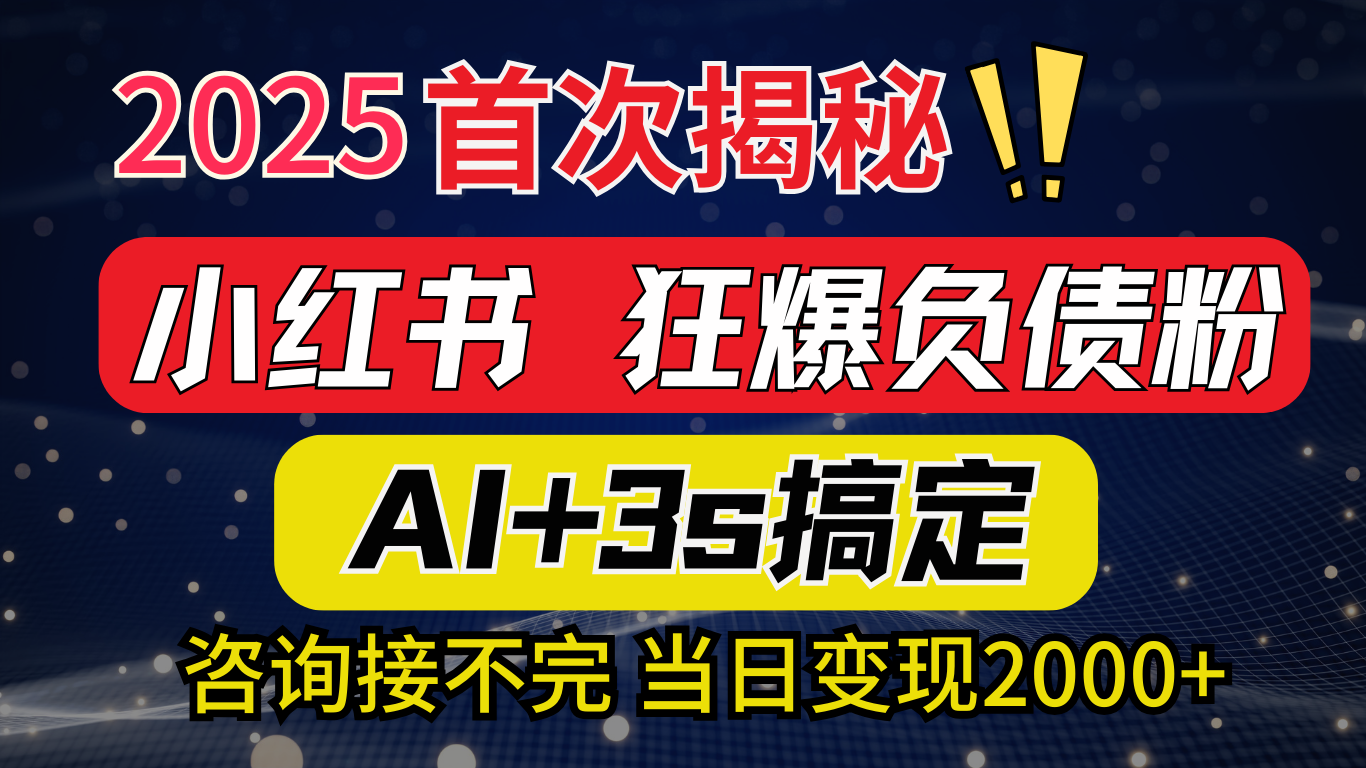 2025引流天花板：最新小红书狂暴负债粉思路，咨询接不断，当日入2000+-吉祥副业