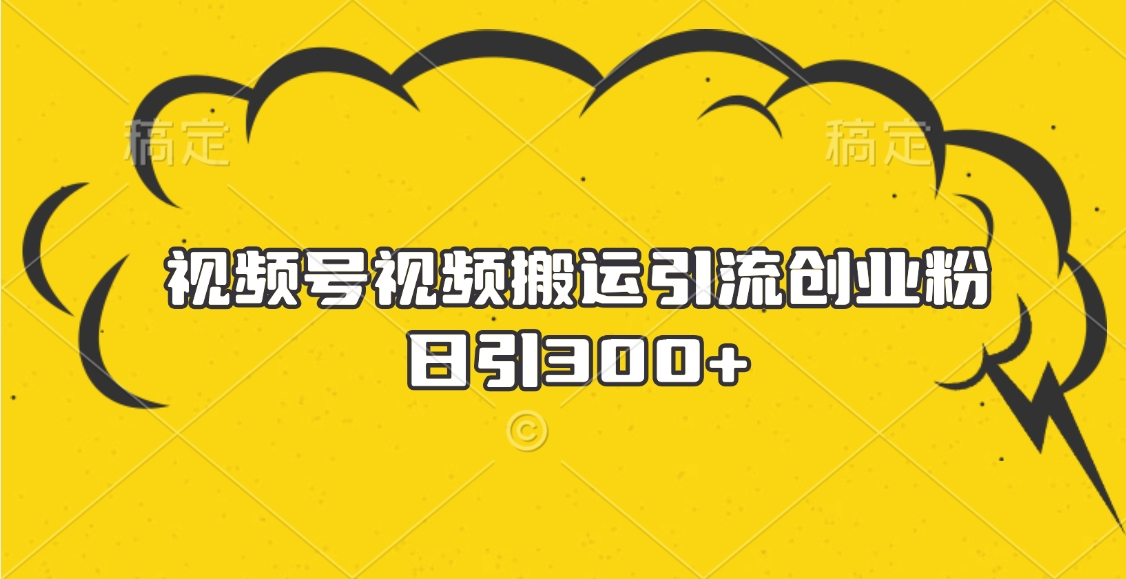 视频号视频搬运引流创业粉，日引300+-吉祥副业