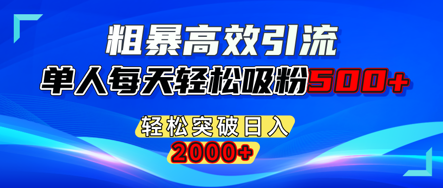 粗暴高效引流,单人每天轻松吸粉500+,轻松突破日入2000+-吉祥副业