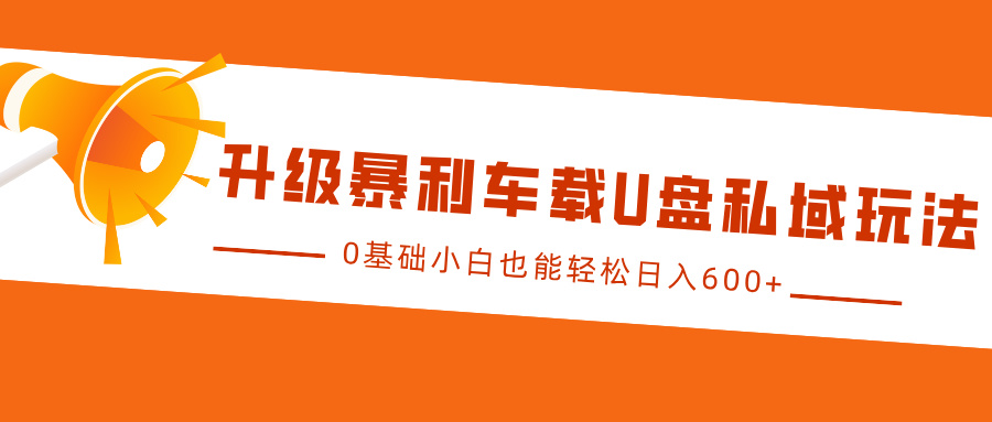 升级暴利车载U盘私域玩法，0基础小白也能轻松日入600+-吉祥副业