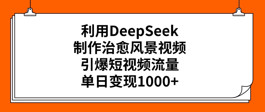 利用DeepSeek制作治愈风景视频，引爆短视频流量，单日变现1000+-吉祥副业