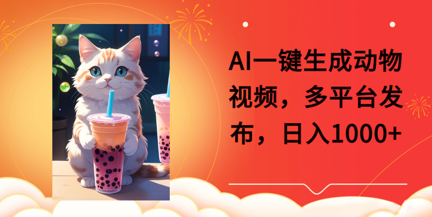 AI一键生成动物搞笑视频，多平台发布，轻松破千万播放，日入2000+-吉祥副业