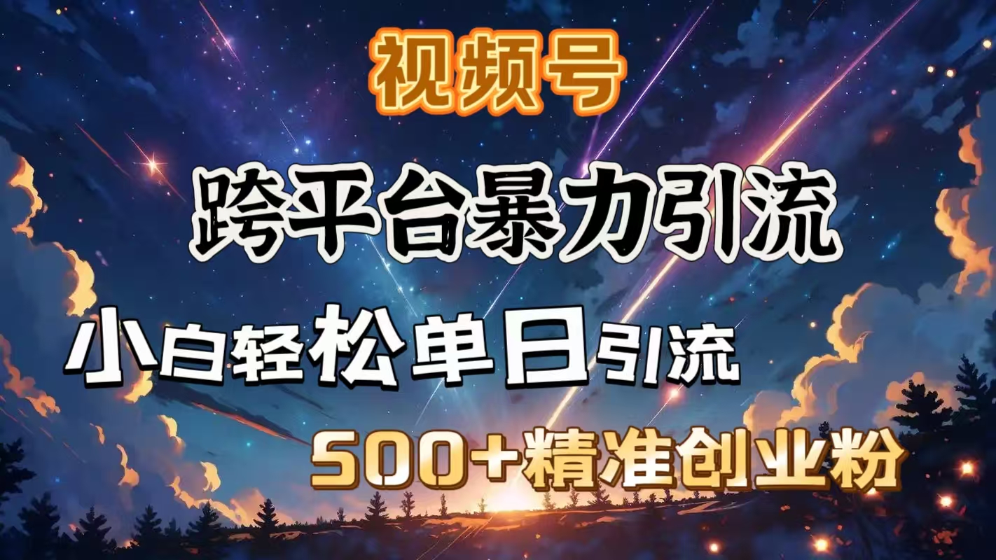 视频号跨平台暴力引流，小白轻松单日引流500＋精准创业粉-吉祥副业
