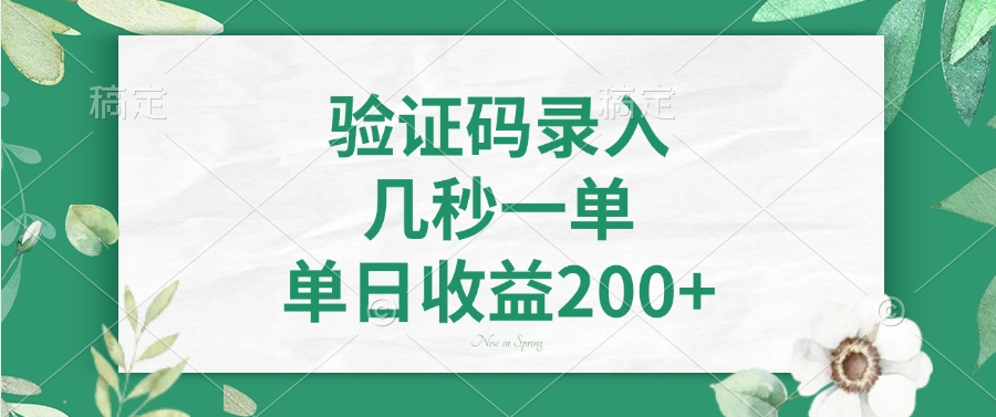 验证码录入，几秒一单，单日收益200+-吉祥副业