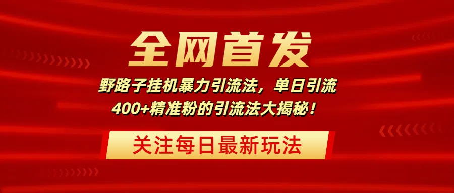 全网首发，野路子挂机暴力引流法，单日引流400+精准粉的引流法大揭秘！-吉祥副业