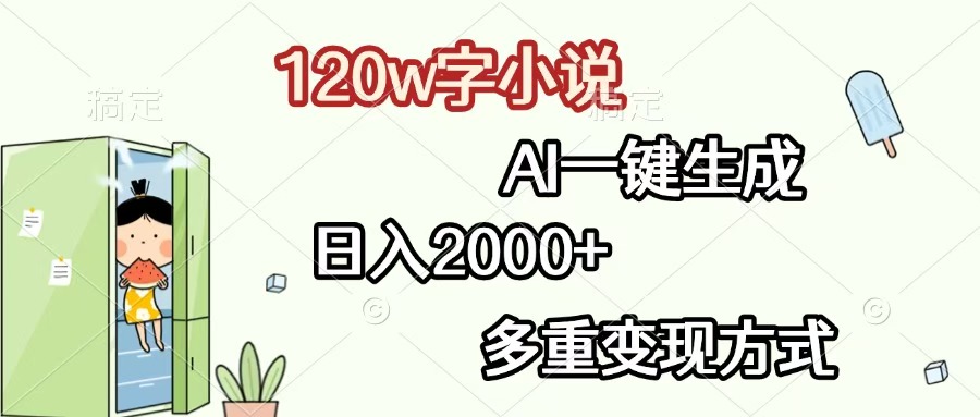 120w字小说，AI一键生成，日入2000+，多重变现方式-吉祥副业