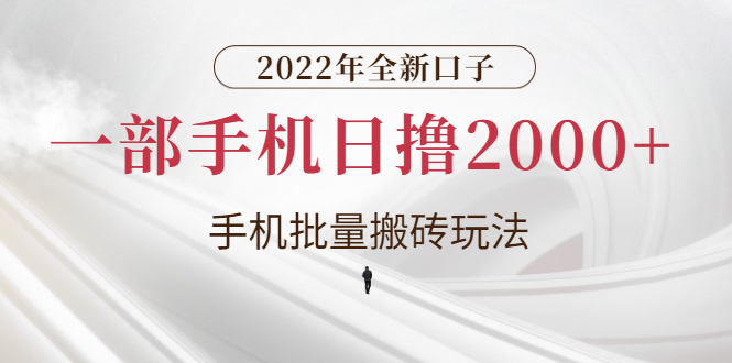 【副业项目3146期】2022年全新搬砖项目，手机批量搬运玩法，一部手机日撸1000+-吉祥副业