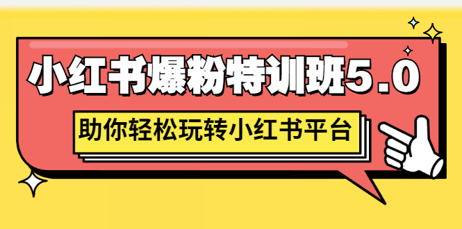 【副业项目3154期】小红书爆粉特训班5.0，助你轻松玩转小红书平台价值1380元-吉祥副业