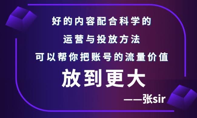 【副业项目3305期】（怎么投dou+快速涨粉）张sir账号流量增长课，让你的流量更精准-吉祥副业