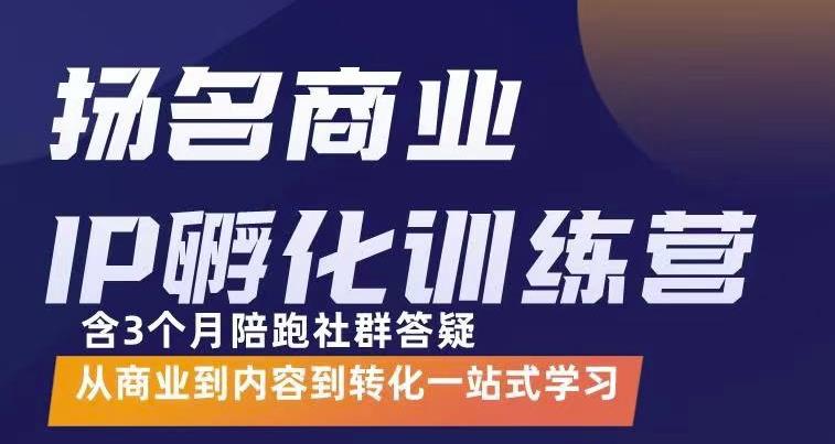【副业项目3580期】商业IP孵化训练营：从商业到内容到转化一站式学 ，教你怎样打造商业ip-吉祥副业