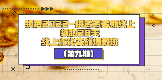 【副业项目3821期】拼多多名师线上领跑28天，拼多多线上孵化实操爆款班（第九期）-吉祥副业