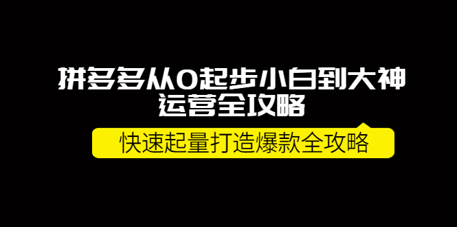 【副业项目4227期】拼多多从0起步小白到大神运营全攻略，快速起量打造10W+爆款全攻略-吉祥副业