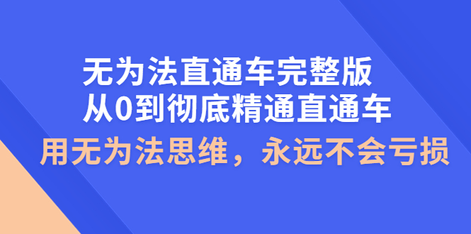 【副业项目4253期】无为法直通车完整版：从0到彻底精通直通车，用无为法思维，永远不会亏损-吉祥副业
