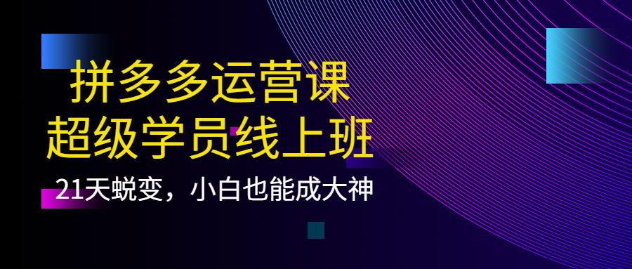 【副业项目4260期】拼多多运营课：超级学员线上班，21天蜕变，小白也能成大神-吉祥副业
