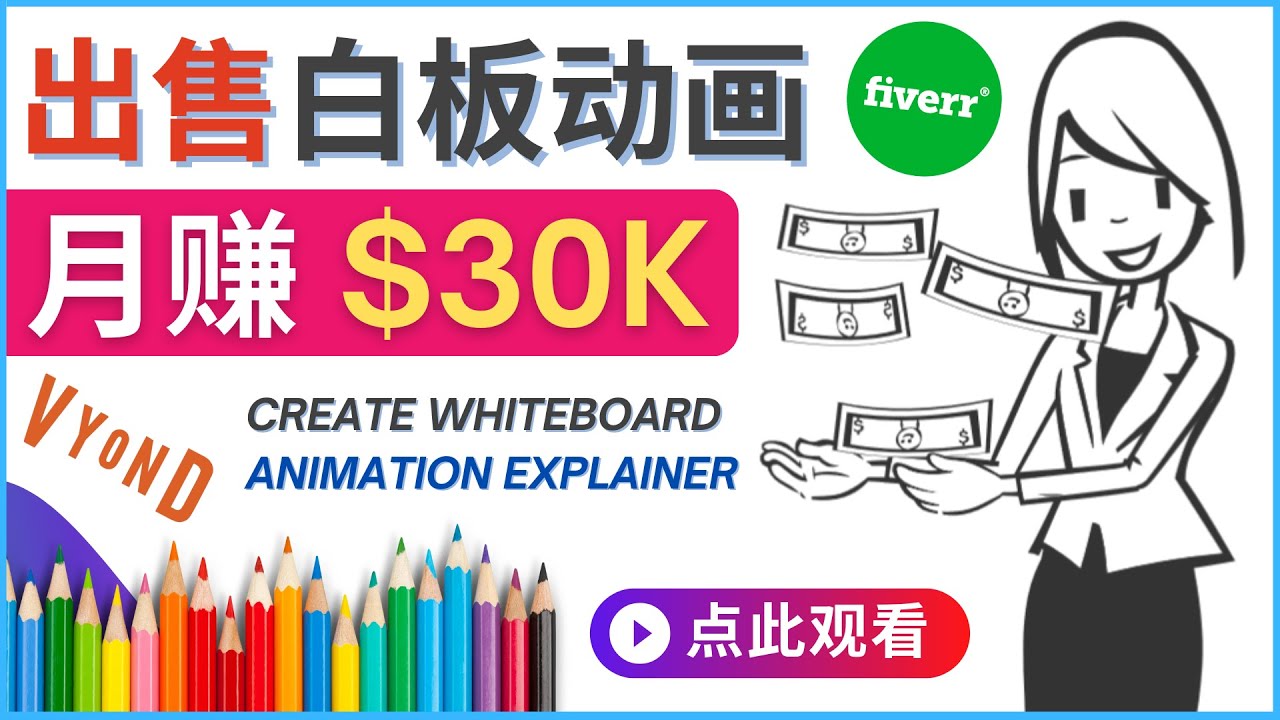 【副业项目4579期】如何用最简单制作白板动画（WhiteBoard Animation）月赚3万美元-吉祥副业