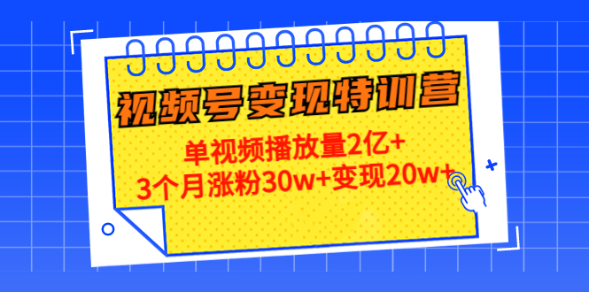 【副业项目4713期】20天视频号变现特训营：单视频播放量2亿+3个月涨粉30w+变现20w+-吉祥副业