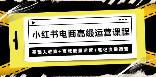 【副业项目4879期】小红书电商高级运营课程：基础入驻篇+商城流量运营+笔记流量运营-吉祥副业