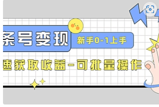 【副业项目4839期】2023头条号实操变现课：新手0-1轻松上手，快速获取收益-可批量操作-吉祥副业