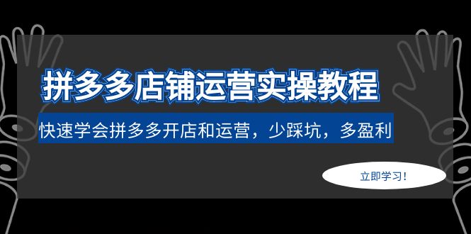 【副业项目5088期】拼多多店铺运营实操教程：快速学会拼多多开店和运营，少踩坑，多盈利-吉祥副业