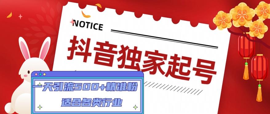 【副业项目5106期】抖音独家起号，一天引流500+精准粉，适合各类行业（9节视频课）-吉祥副业