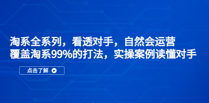 【副业项目5366期】淘系全系列，看透对手，自然会运营，覆盖淘系99%·打法，实操案例读懂对手-吉祥副业