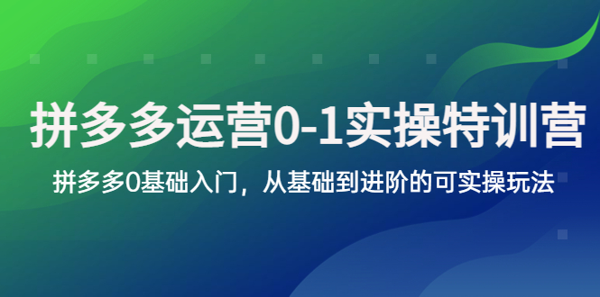 【副业项目5801期】拼多多-运营0-1实操训练营，拼多多0基础入门，从基础到进阶的可实操玩法-吉祥副业