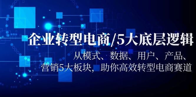 【副业项目5960期】企业转型电商/5大底层逻辑，从模式 数据 用户 产品 营销5大板块，高效转型-吉祥副业