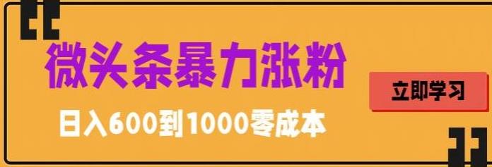 【副业项目5970期】微头条暴力涨粉技巧搬运文案就能涨几万粉丝，简单0成本，日赚600-吉祥副业