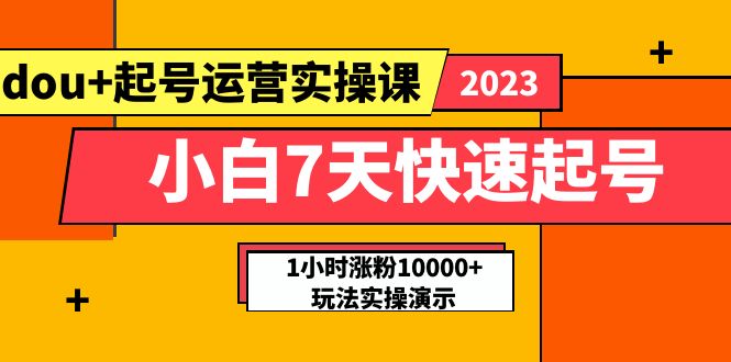 【副业项目5906期】小白7天快速起号：dou+起号运营实操课，实战1小时涨粉10000+玩法演示-吉祥副业