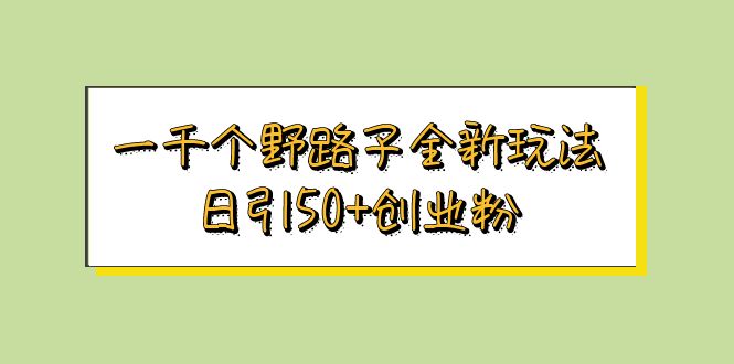 【副业项目5980期】一千个野路子全新玩法 日引50+创业粉-吉祥副业