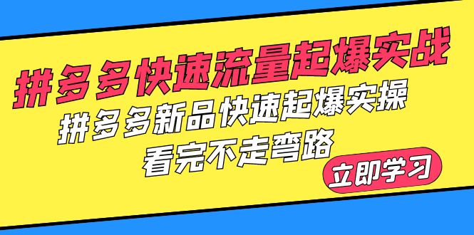 【副业项目6310期】拼多多-快速流量起爆实战，拼多多新品快速起爆实操，看完不走弯路-吉祥副业