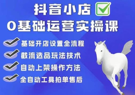 【副业项目6317期】白马电商·0基础抖店运营实操课，基础开店设置全流程，截流选品玩法技术-吉祥副业