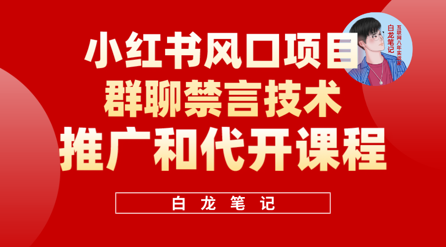 【副业项目5991期】小红书风口项目日入300+，小红书群聊禁言技术代开项目，适合新手操作-吉祥副业