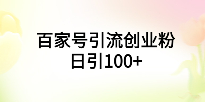 【副业项目6009期】百家号引流创业粉日引100+有手机电脑就可以操作-吉祥副业