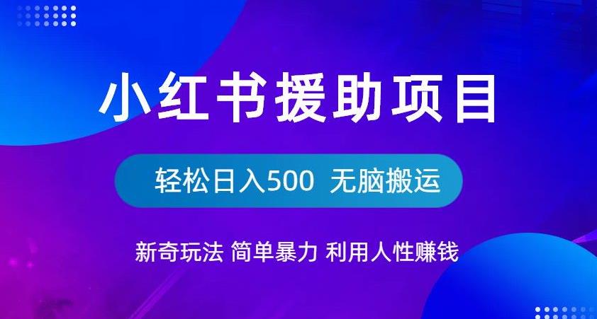 【副业项目6684期】小红书援助项目新奇玩法，简单暴力，无脑搬运轻松日入500【揭秘】-吉祥副业