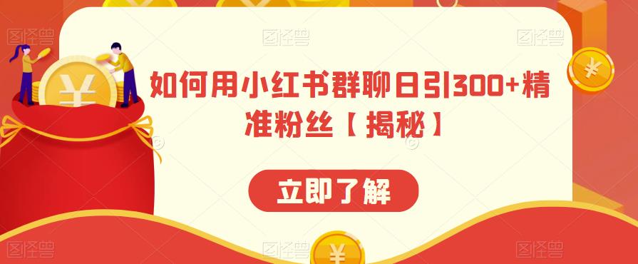 【副业项目6389期】如何用小红书群聊日引300+精准粉丝【揭秘】-吉祥副业